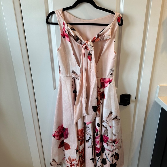 ASOS UK 12 Floral Fit & Flare Midi Dress – Pink & Red Watercolor Print - Picture 2 of 2